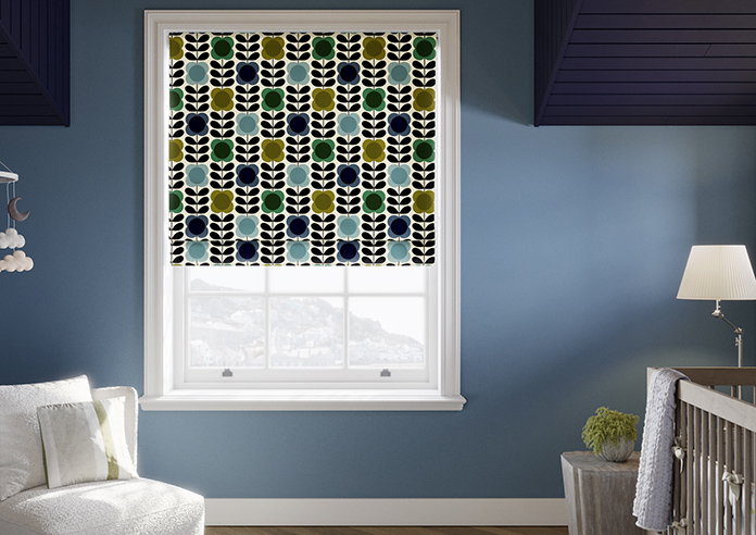 Orla Kiely Spot Flower Stem, Blue & Green - Twist&Fit Roman Blind - Image 3